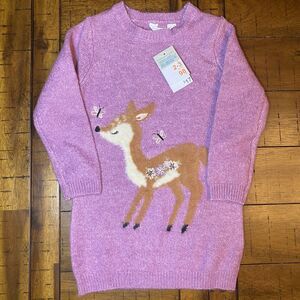 NWT Primark Cares Girl's Purple Sweater Dress with Deer Size 2-3years